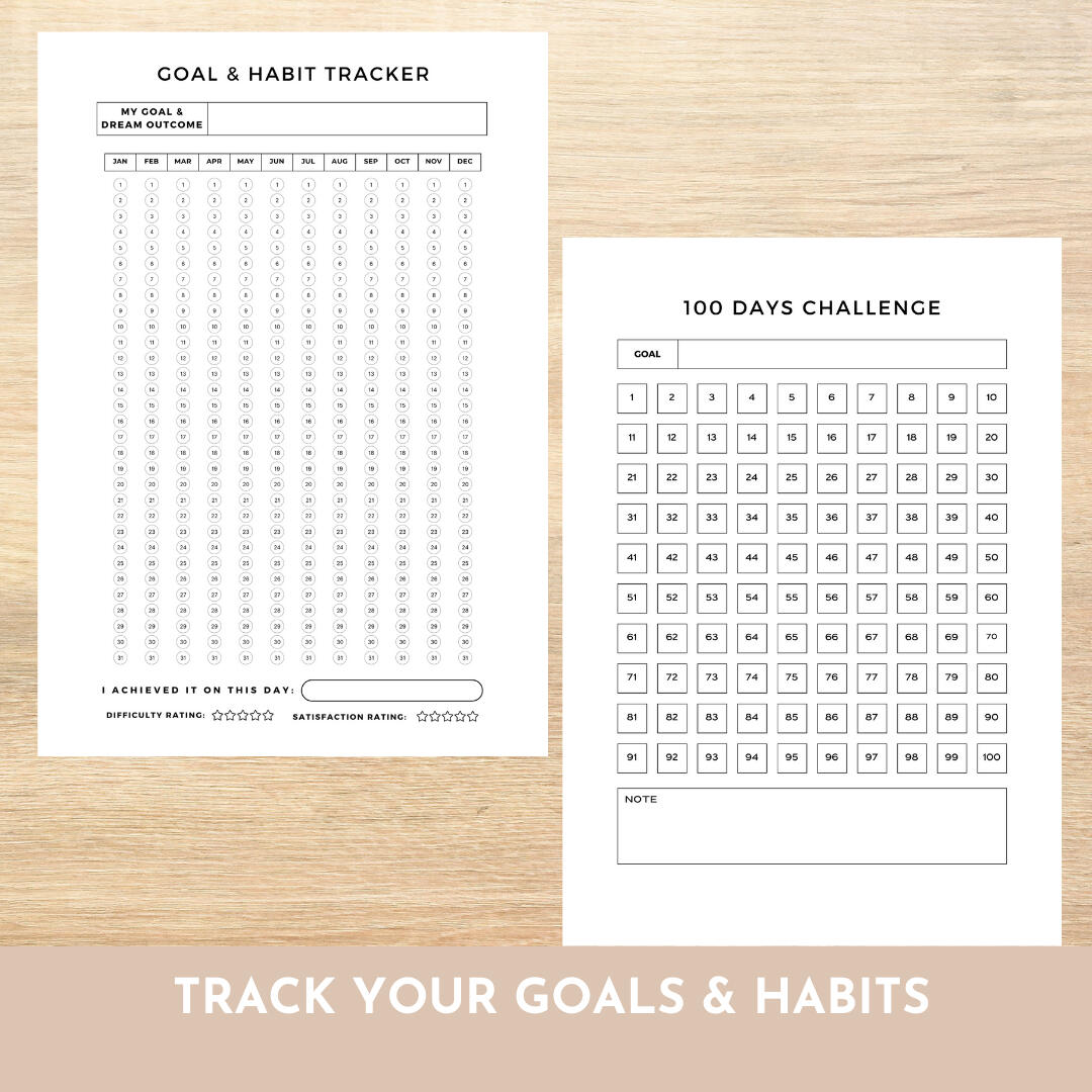 goal planner journal productivity manifestation success habits tracker weekly journal