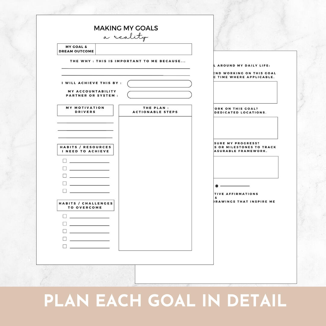 goal planner journal productivity manifestation success habits tracker weekly journal