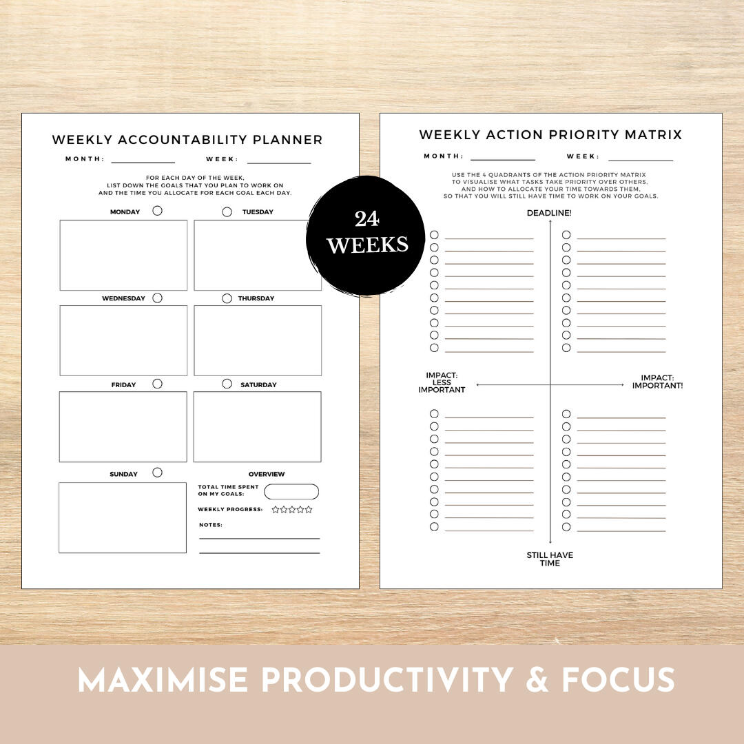 goal planner journal productivity manifestation success habits tracker weekly journal